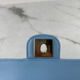 CHANEL Blue Lambskin Quilted CC In Love Heart Clutch With Chain Crossbody Bag