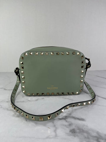 Valentino Light Green Rockstud crossbody/shoulder camera bag