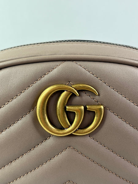 Gucci Dusty Pink GG Marmont matelassé leather belt bag