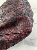 Valentino Burgundy Nuage Leather and Lace Bow Shoulder Hobo Bag