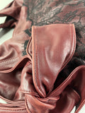 Valentino Burgundy Nuage Leather and Lace Bow Shoulder Hobo Bag