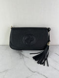Gucci Black Pebbled Leather Soho Chain Flap Shoulder Bag