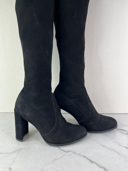 Stuart Weitzman Black Suede Hiline Over The Knee Boots Size 6