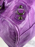 BALENCIAGA Ultraviolet Agneau Classic Hardware City Shoulder Bag