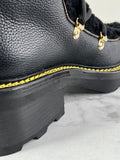 Louis Vuitton Black Grained Calfskin Shearling LV Beaubourg Ankle Boots Size 37