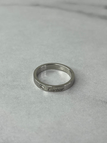 Cartier C DE CARTIER Platinum WEDDING BAND 3 MM WIDTH 1 DIAMOND