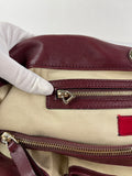 Valentino Burgundy Nuage Leather and Lace Bow Shoulder Hobo Bag