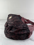 Valentino Burgundy Nuage Leather and Lace Bow Shoulder Hobo Bag