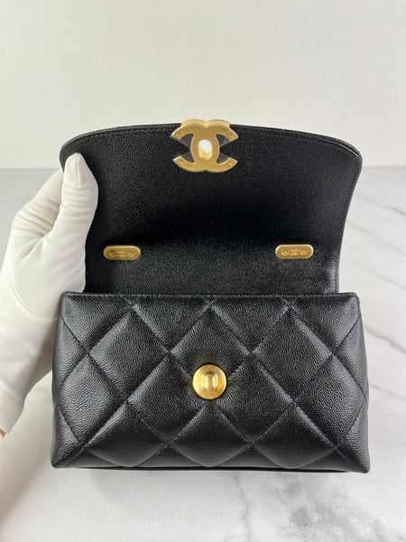 Chanel Mini Black Caviar Chunky Chain Flap Crossbody/Shoulder Bag