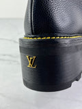 Louis Vuitton Black Grained Calfskin Shearling LV Beaubourg Ankle Boots Size 37