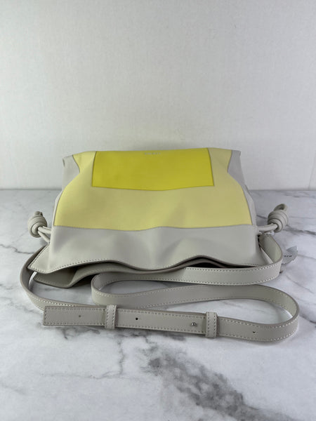 LOEWE Medium Flamenco Pale Grey/Light Citrine nappa calfskin clutch/crossbody/shoulder bag