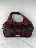 Valentino Burgundy Nuage Leather and Lace Bow Shoulder Hobo Bag