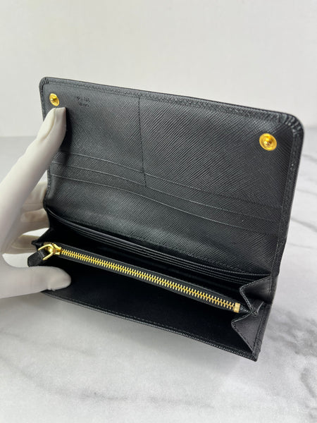 Prada Black Saffiano Flap Wallet
