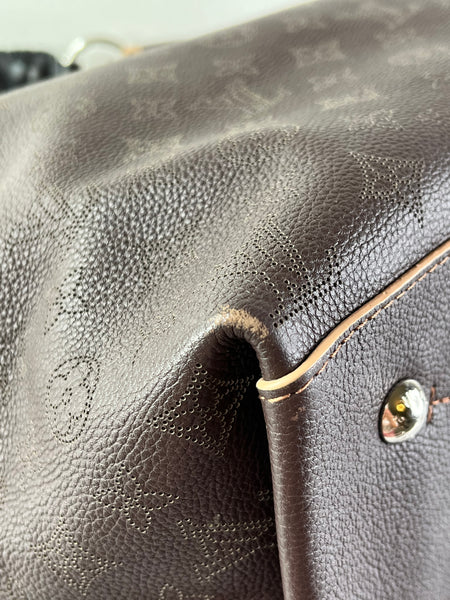 Louis Vuitton Carmel Mahina Chocolate Brown Hobo Shoulder Bag
