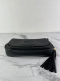 Gucci Black Pebbled Leather Soho Chain Flap Shoulder Bag