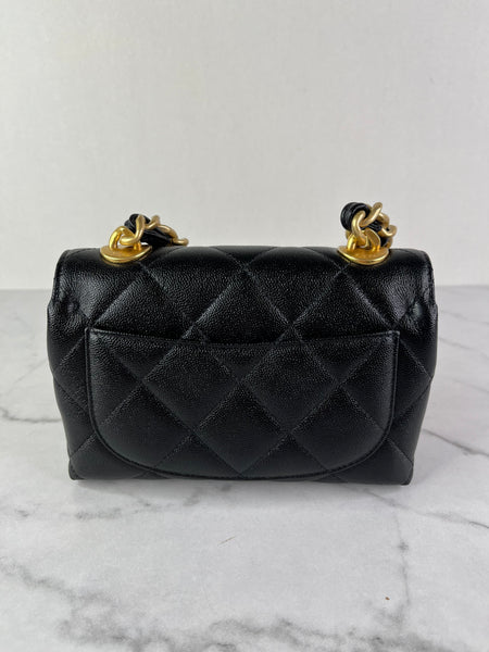 Chanel Mini Black Caviar Chunky Chain Flap Crossbody/Shoulder Bag