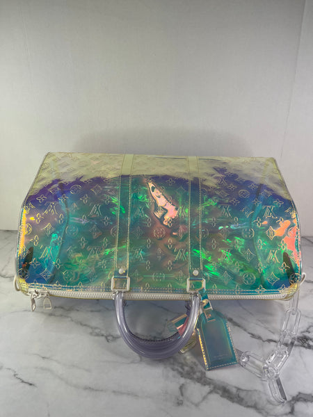 Louis Vuitton PVC Monogram Keepall Bandouliere 50 Iridescent Prism