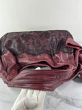 Valentino Burgundy Nuage Leather and Lace Bow Shoulder Hobo Bag