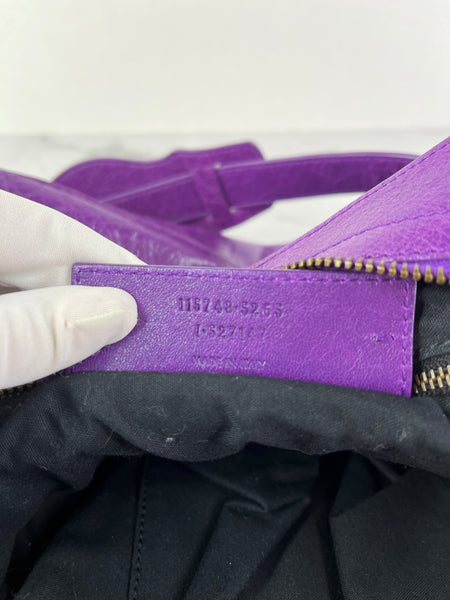 BALENCIAGA Ultraviolet Agneau Classic Hardware City Shoulder Bag
