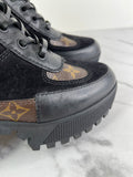 Louis Vuitton Black Monogram Laureate Platform Desert Boots Size 37