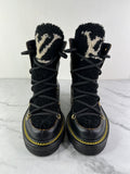Louis Vuitton Black Grained Calfskin Shearling LV Beaubourg Ankle Boots Size 37
