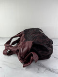 Valentino Burgundy Nuage Leather and Lace Bow Shoulder Hobo Bag