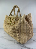 Valentino VLogo Signature Raffia Tote Bag