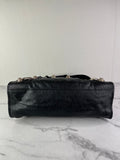 BALENCIAGA Black Lambskin Leather Giant 21 Rose Gold Motorcycle City Shoulder Bag