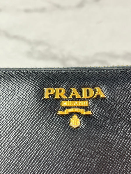 Prada Black Saffiano Zip Wallet
