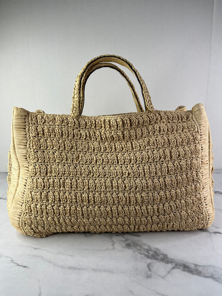 Valentino VLogo Signature Raffia Tote Bag