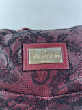 Valentino Burgundy Nuage Leather and Lace Bow Shoulder Hobo Bag