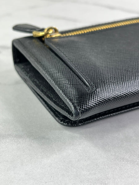 Prada Black Saffiano Flap Wallet