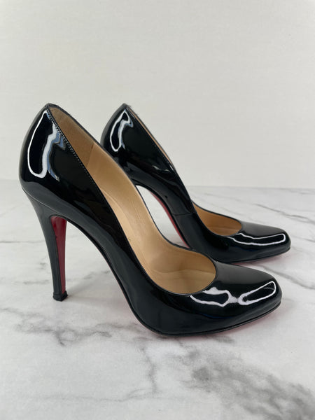 CHRISTIAN LOUBOUTIN Black Patent Pumps Size 36.5