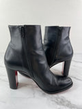 CHRISTIAN LOUBOUTIN Black Leather Adox 85 Ankle Boots Size 38.5