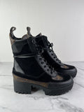 Louis Vuitton Black Monogram Laureate Platform Desert Boots Size 37