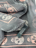 Alexander McQueen Classic Grey/Pink Silk Skull Scarf