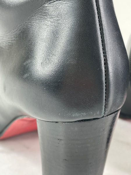 CHRISTIAN LOUBOUTIN Black Leather Adox 85 Ankle Boots Size 38.5