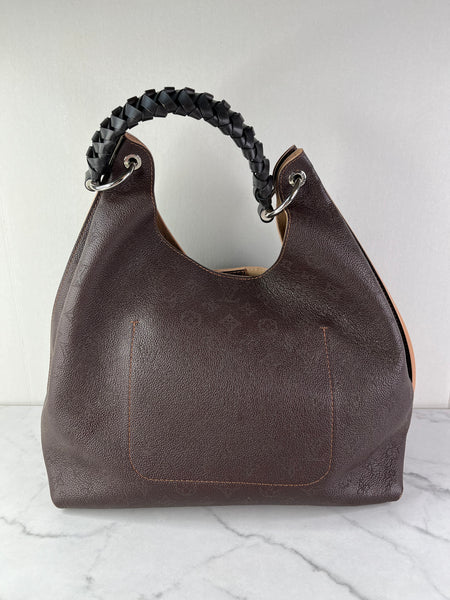 Louis Vuitton Carmel Mahina Chocolate Brown Hobo Shoulder Bag