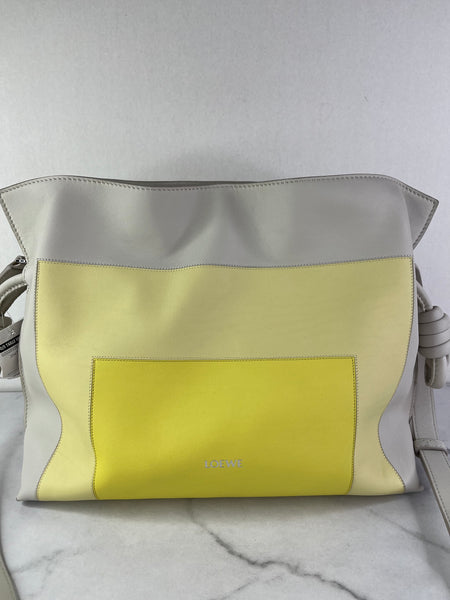 LOEWE Medium Flamenco Pale Grey/Light Citrine nappa calfskin clutch/crossbody/shoulder bag