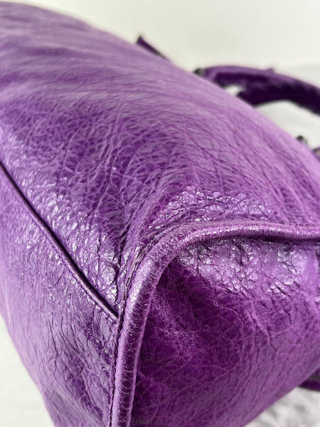 BALENCIAGA Ultraviolet Agneau Classic Hardware City Shoulder Bag