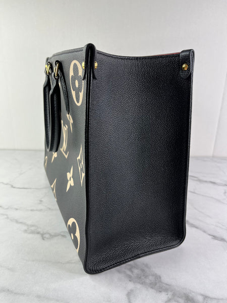 Louis Vuitton Black/Beige Monogram Empreinte Leather OnTheGo MM Shoulder Bag