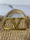 Valentino VLogo Signature Raffia Tote Bag