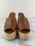 CHRISTIAN LOUBOUTIN Tan Ariella Zeppa 130 leather wedge mules Size 39