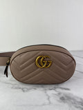 Gucci Dusty Pink GG Marmont matelassé leather belt bag