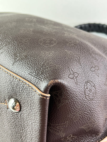 Louis Vuitton Carmel Mahina Chocolate Brown Hobo Shoulder Bag