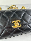 Chanel Mini Black Caviar Chunky Chain Flap Crossbody/Shoulder Bag