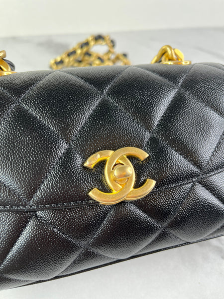 Chanel Mini Black Caviar Chunky Chain Flap Crossbody/Shoulder Bag