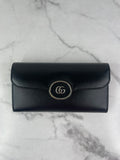 GUCCI Black GG logo-plaque continental leather wallet
