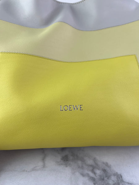 LOEWE Medium Flamenco Pale Grey/Light Citrine nappa calfskin clutch/crossbody/shoulder bag
