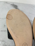 Chanel Black Grey Pearl Embroidery CC Mules Size 37